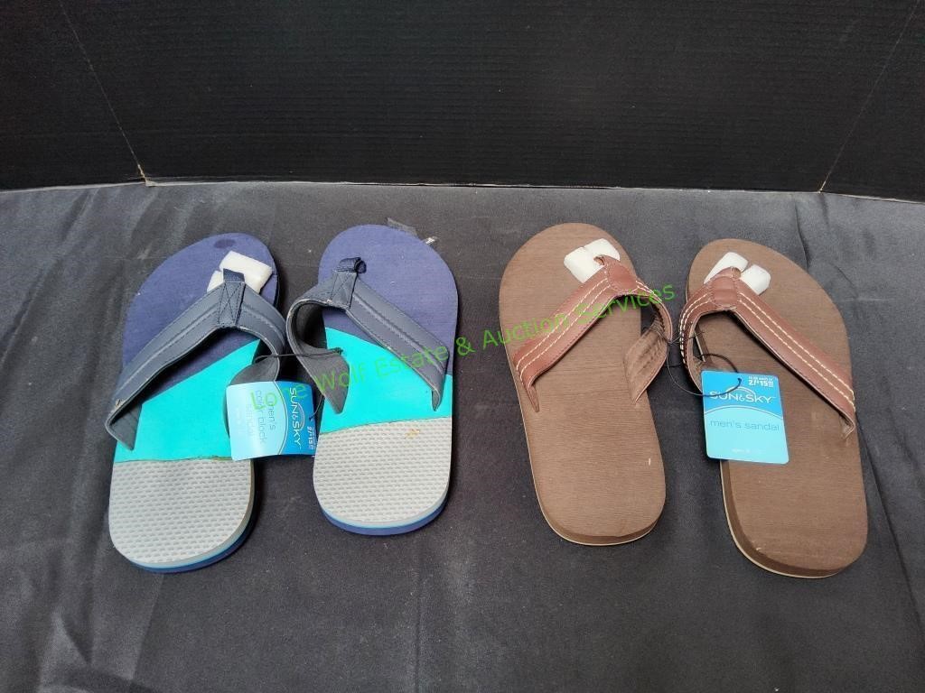 (2) Men's Flip-Flop Sandals, Size 9-10
