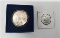 George Washington and 1923 Peace silver dollar