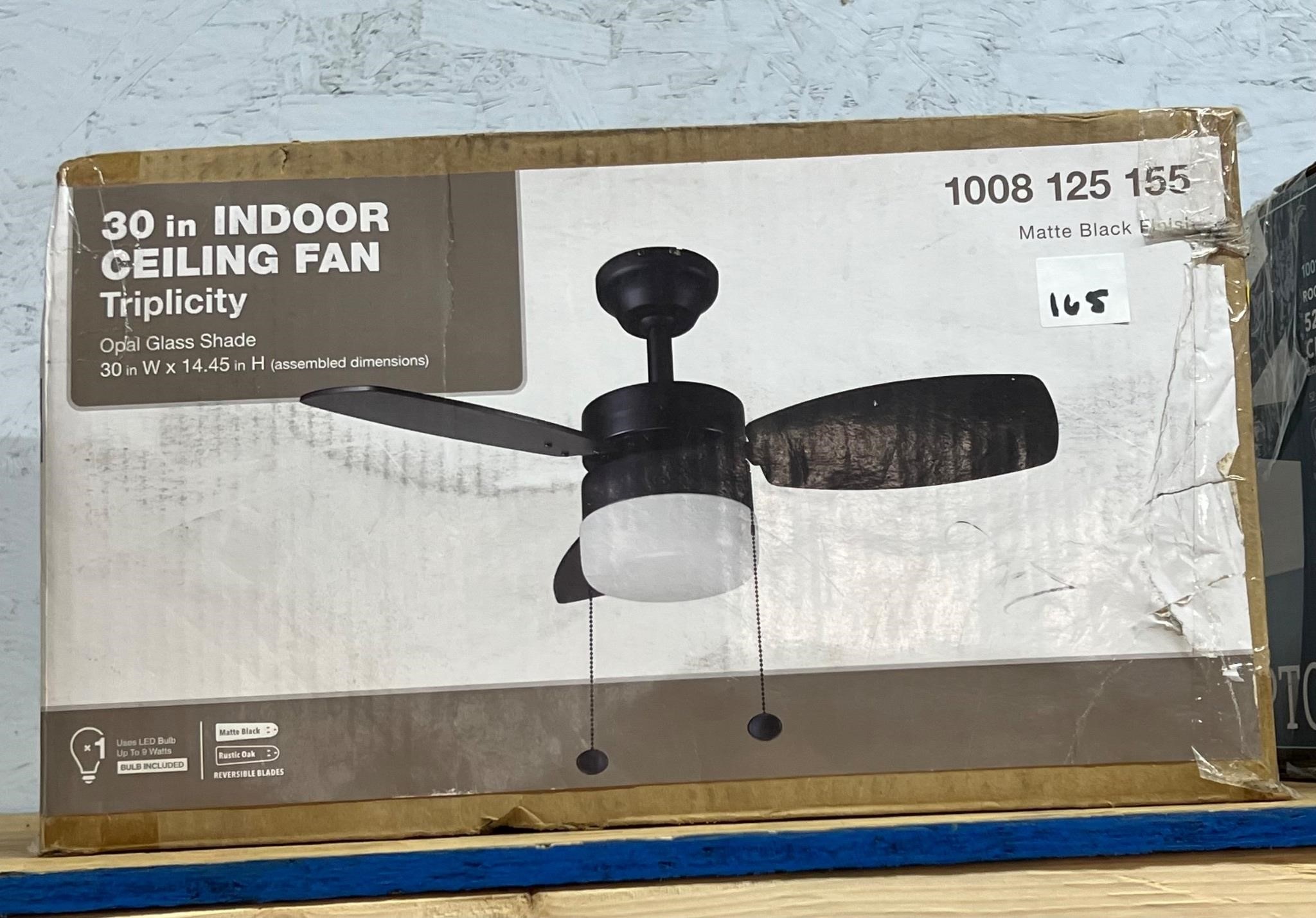 30" Indoor Ceiling Fan, 30"x14.45"