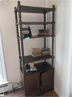 BOOKSHELF WITH TWISTED COLUMNS AND CABINET UNDER,