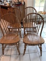 ANTIQUE BOW BACK 9 SPINDLE CHAIRS, 4 TOTAL