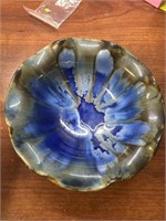 blue ruffled dish by Edgecomb pottery Maine
