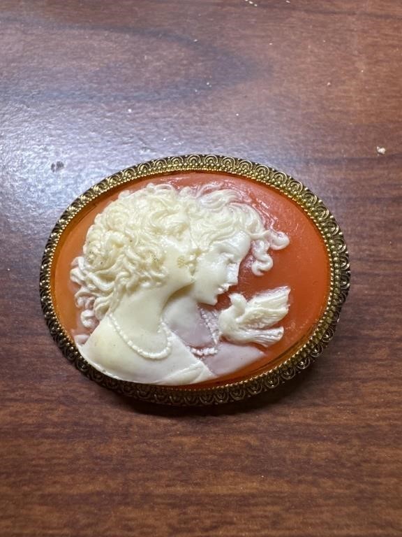 Vintage 1960's Lucite Cameo Brooch