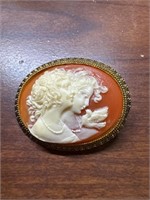 Vintage 1960's Lucite Cameo Brooch