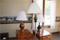 2 HEAVY TABLE LAMPS AND FLOOR LAMP