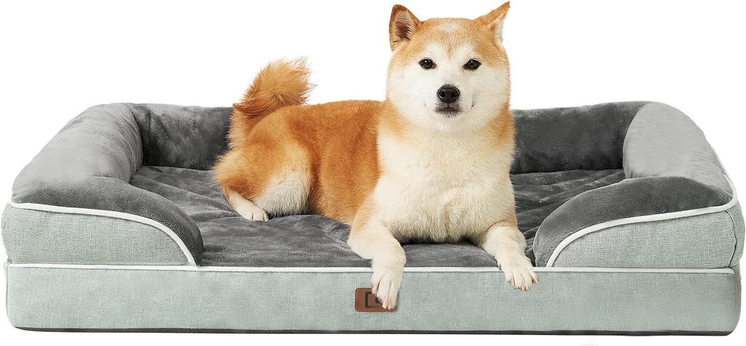 EHEYCIGA Orthopedic Dog Beds Large Greyish Green