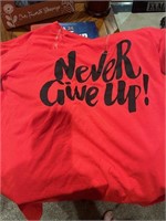 Ladies "Never Give Up" NWT Size Large TShirt