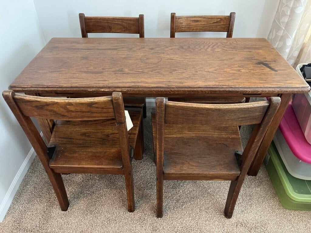 Antique Children Table & Chairs