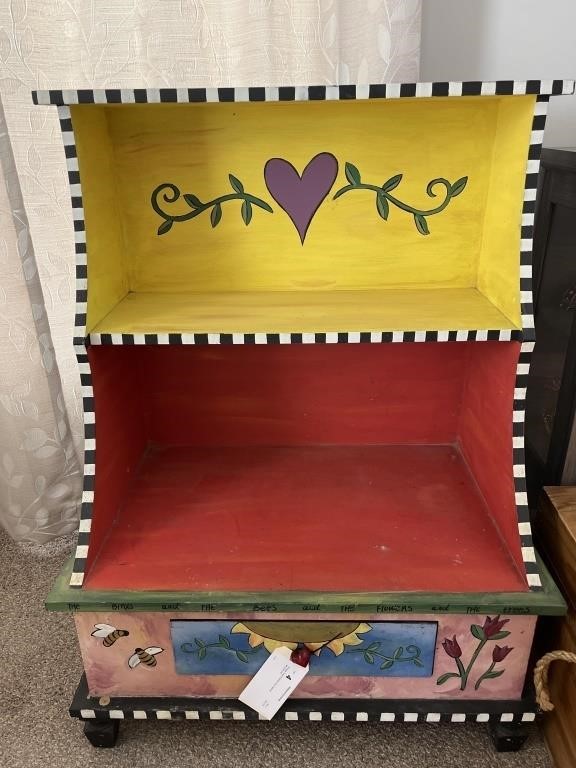 Vintage Hand Painted Toy Cabinet