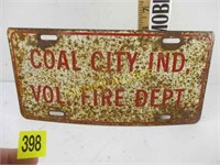 COAL CITY INDIANA LICENSE PLATE