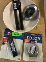 Taylor fridge & meat thermometer & other items