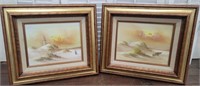 2 oil paintings on canvas - K. Wilson lighthouse
