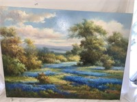 PAINTING OF FIELD OF FLOWERS, 30" X 40"