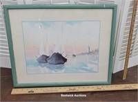 Sailboats scene print - signed Madden