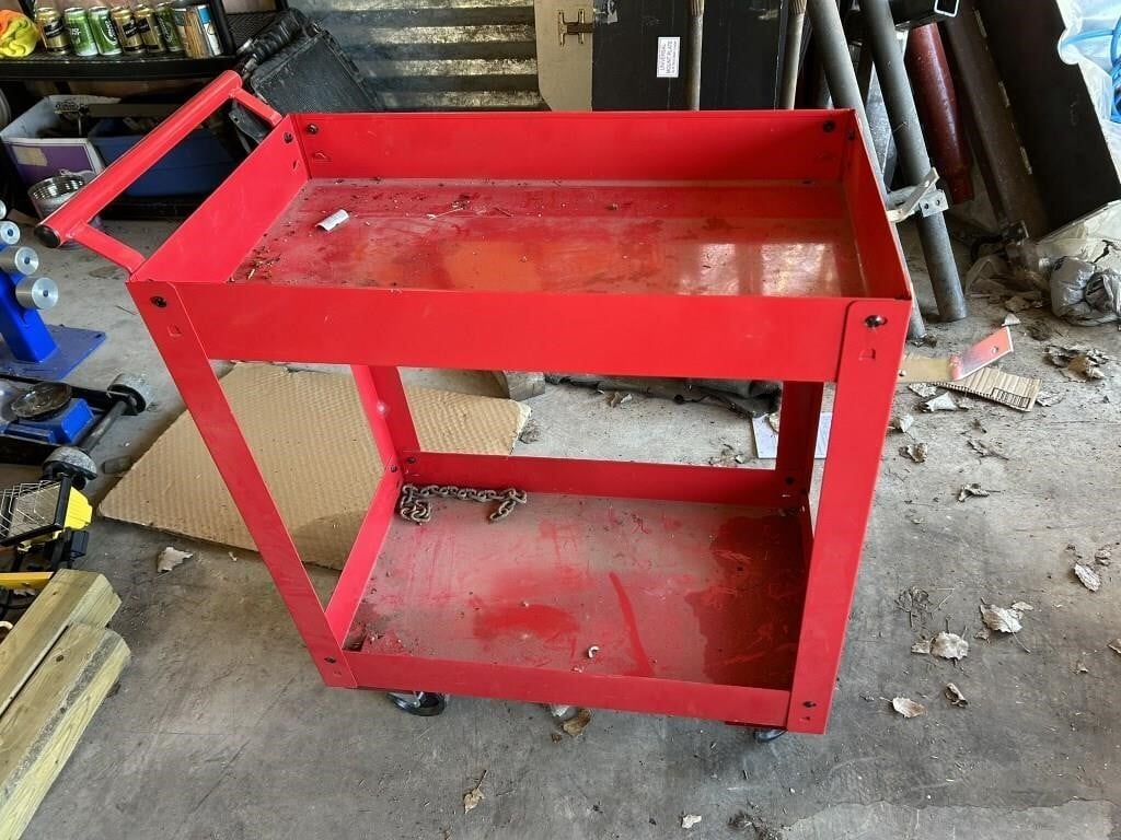 Red Steel Rolling Cart