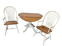 WHITE KITCHEN TABLE WITH TWO CHAIRS WOOD