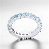 Eternity Blue Toapz Sterling Silver Ring - Size 7
