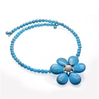 Flower Blue Howlite Choker Necklace