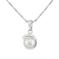 Shell Pearl Sterling Silver Pendant 18" Chain