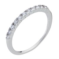 14K White Gold Plate Pave Band Ring-SZ 8
