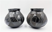 Black Mexican Pottery Vases * Signed