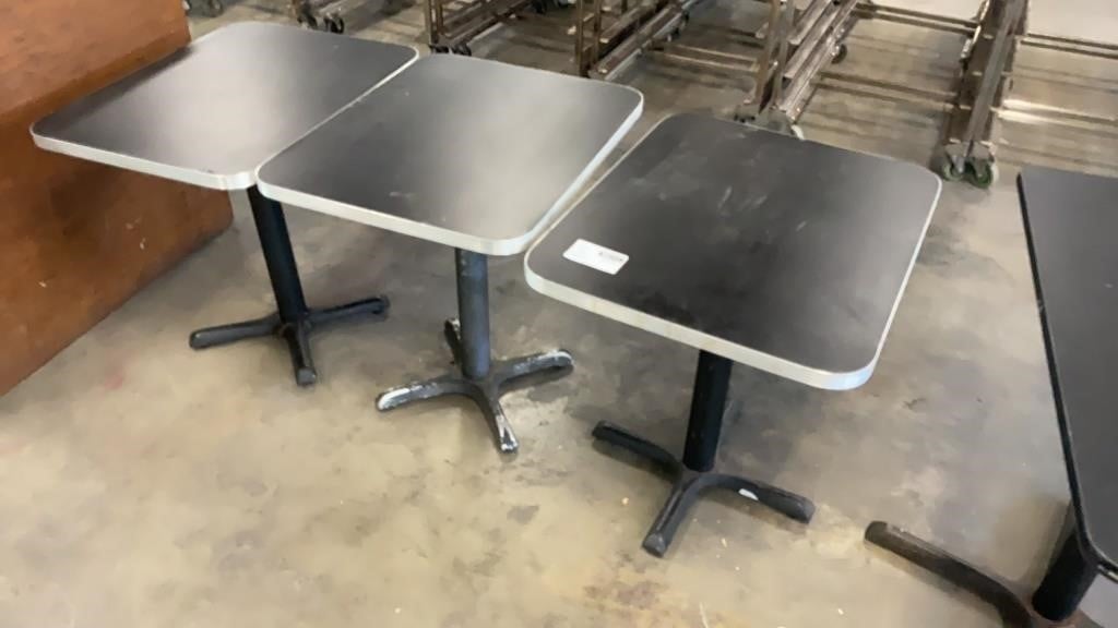 LOT: 3 24x30 BLACK LAMINATE DINING TABLES AND 3