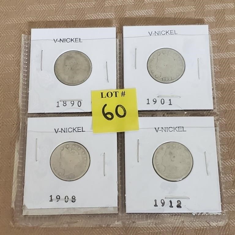 (4) 1890-1912 V Nickels