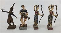 4 Painted Brass Oriental Dancers