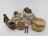 Lot Of Native American Statues Drums