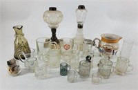 2 Miniature Oil Lamps, Shot Glasses