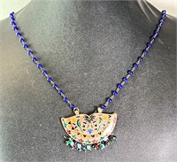 Sterling Lapis Necklace/Sterling Inlaid Pendant