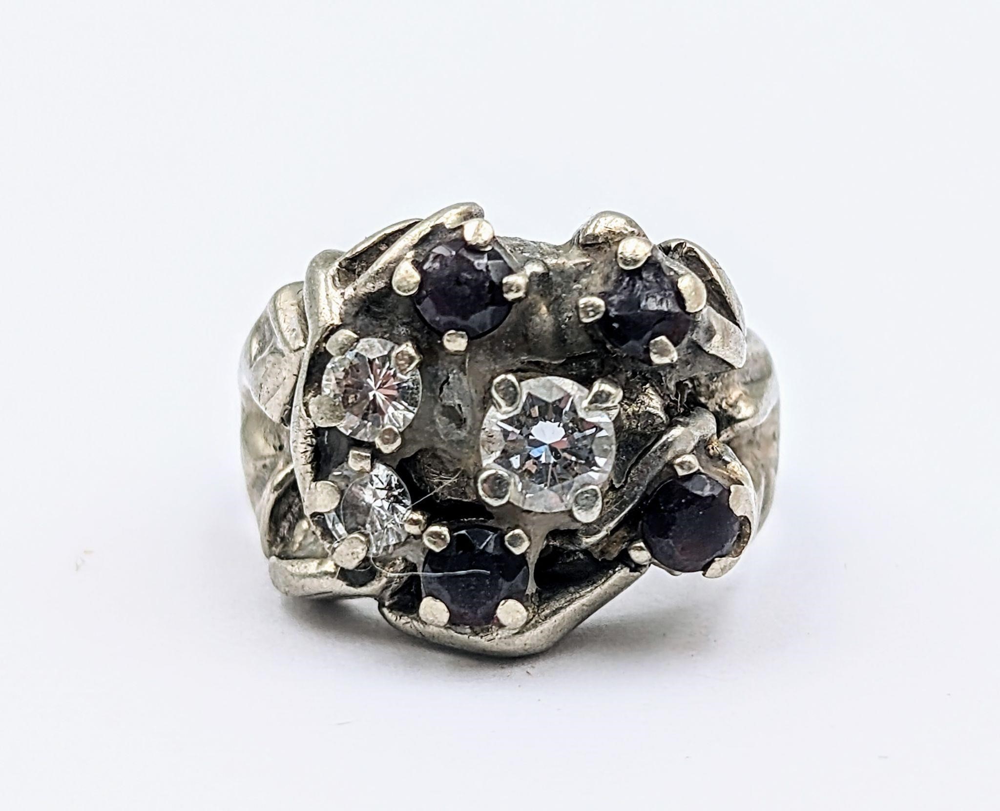 Vintage Diamond & Garnet 14k Ring