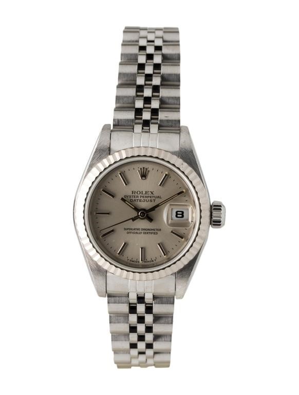 18k Gold Rolex Oyster Datejust Silver Dial Watch