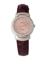18k Gold Rolex Cellini Pink Dial Quartz Watch 26mm