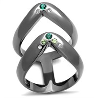 Unique Gunmetal Ip .28ct Gemstone Ring