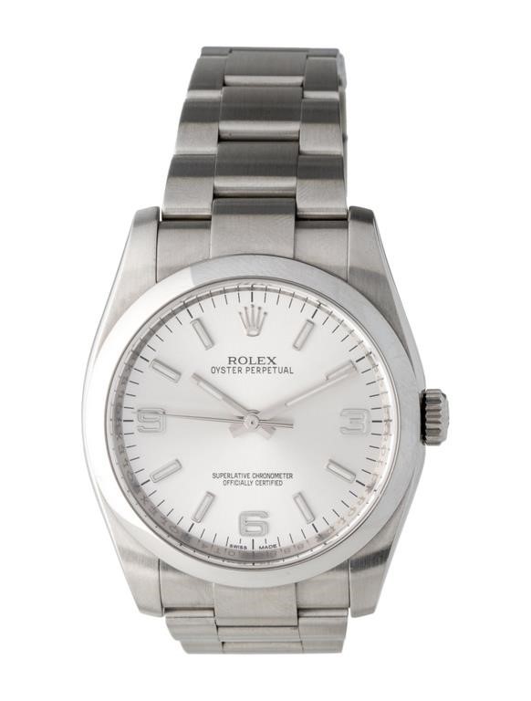 Rolex Oyster Perpetual Domed Bezel Ss Watch 36mm