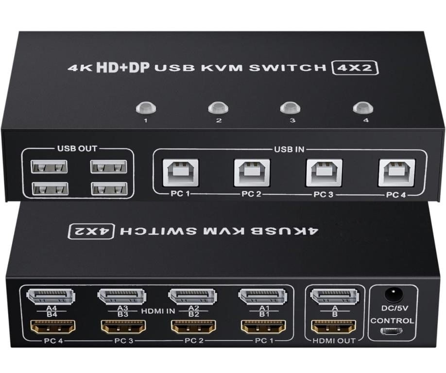 New BolAAzuL HDMI + Displayport KVM Switch Box 4