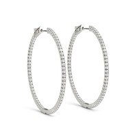 14k White Gold Round 1.45ct Diamond Hoop Earrings