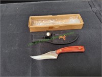 7" Elk Ridge Wood Handle Knife w/ Nylon Sheath