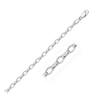 14k White Gold Oval Rolo Chain