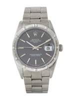 Rolex Oyster Perpetual Date Grey Dial Watch 34mm