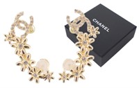 Chanel Floral Gold Tone Earrings