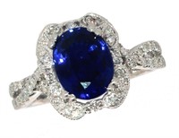 14k Gold 3.02 ct Oval Sapphire & Diamond Ring