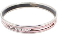 Hermes Pink Emal Belt Bangle Bracelet