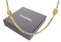 Chanel Gold Tone 8 Strand Logo Necklace