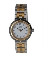 18k Gold-pl Hermes Clipper Fixed Bezel Watch 24mm