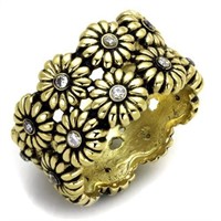 14k Gold Ip .54ct White Sapphire Sunflower Ring