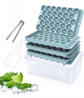 New (2) Round Ice Cube Tray with Lid and Bin Ice