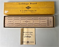 E.S. Lowe Cribbage Board No. 1503 in Original Box