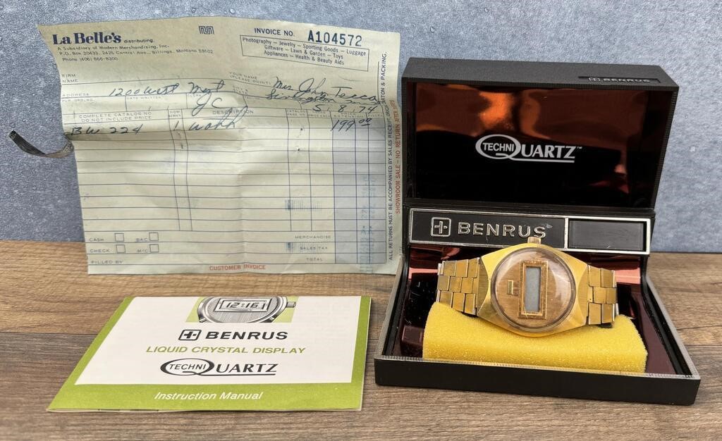 Benrus Techni Quartz LED Watch